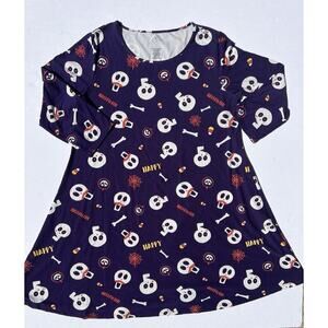 Halloween Dress Skulls St John's Bay Purple Color Women’s Size L‎ New
